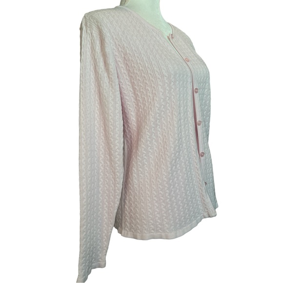 Crystal and Kobe EUC pastel pink buttoned up cardigan. size large - Picture 3 of 5